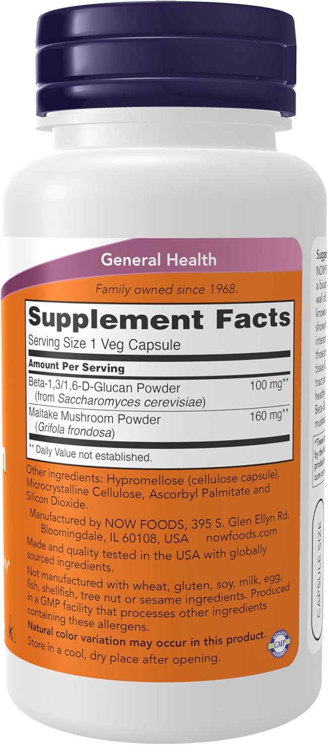 NOW Beta Glucan immune support supplement with maitake mushroom powder