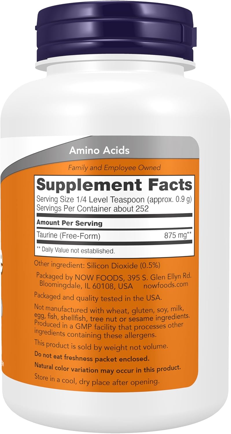Unflavored taurine powder for nervous system and visual function support