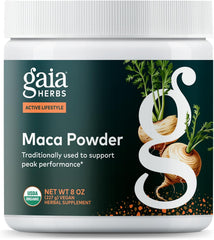 Gaia Herbs organic maca powder made from Lepidium meyenii root for daily wellness