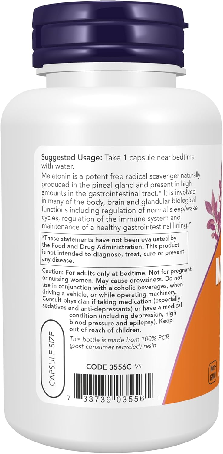 Melatonin 5 mg sleep support supplement with 180 vegetarian capsules