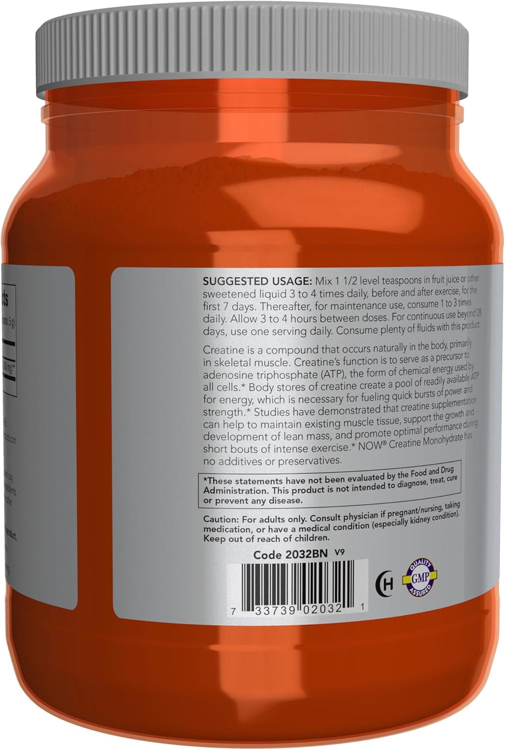 Pure creatine powder label showing muscle fuel and lean mass support