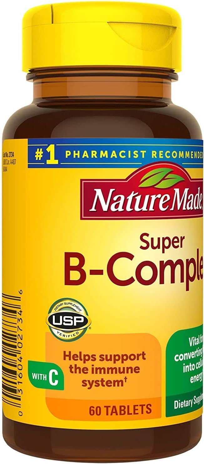 Nature Made Super B-Complex 60 tablets front bottle label