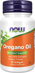 NOW Oregano Oil Intestinal Support 90 softgels front label