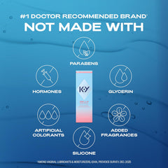 2 oz K-Y Jelly lubricant tube suitable for condoms and intimate accessories.