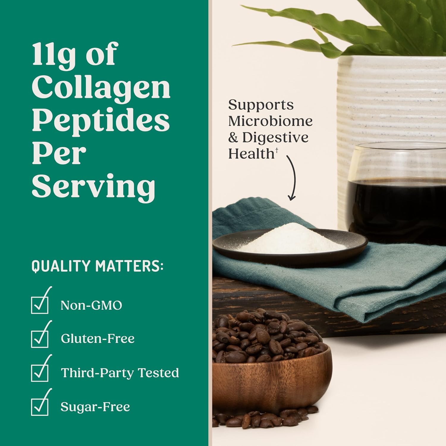 Bulletproof collagen peptides with probiotics and prebiotics for digestive wellness