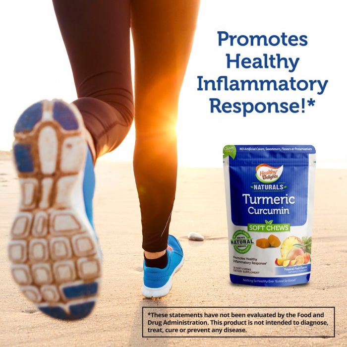 "Back of Healthy Delights Turmeric Chews package – supplement facts and ingredients"

