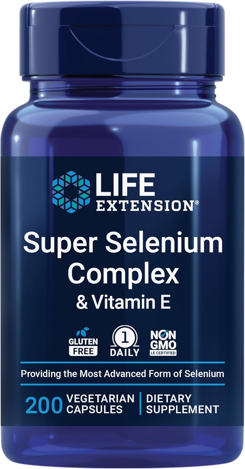 Supplement facts label for Life Extension Super Selenium Complex and Vitamin E