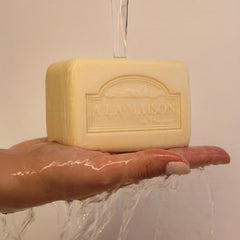 Plant-based A La Maison sea salt soap bar with moisturizing formula