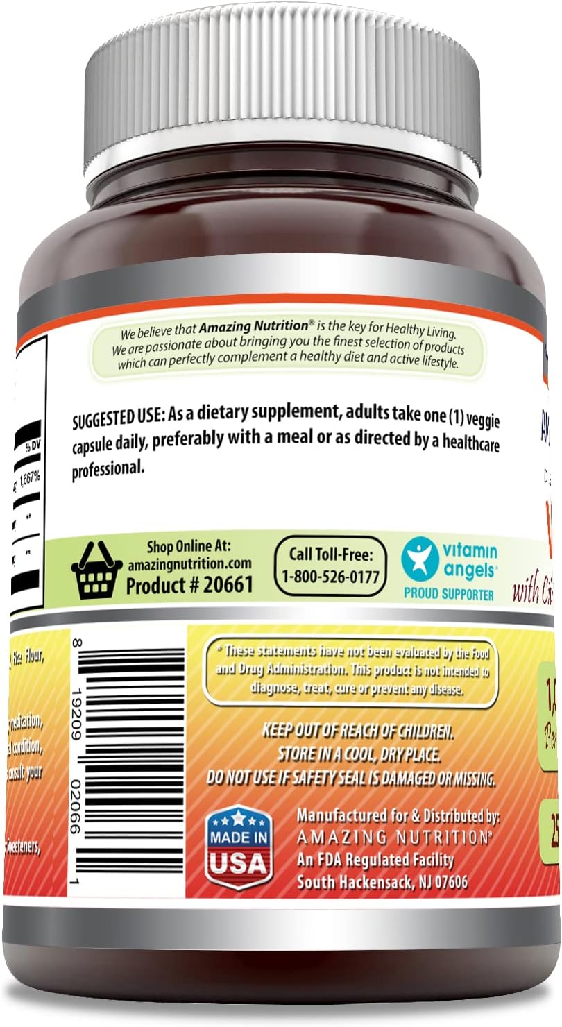 Amazing Formulas Vitamin C dietary supplement with citrus bioflavonoids and veggie capsules