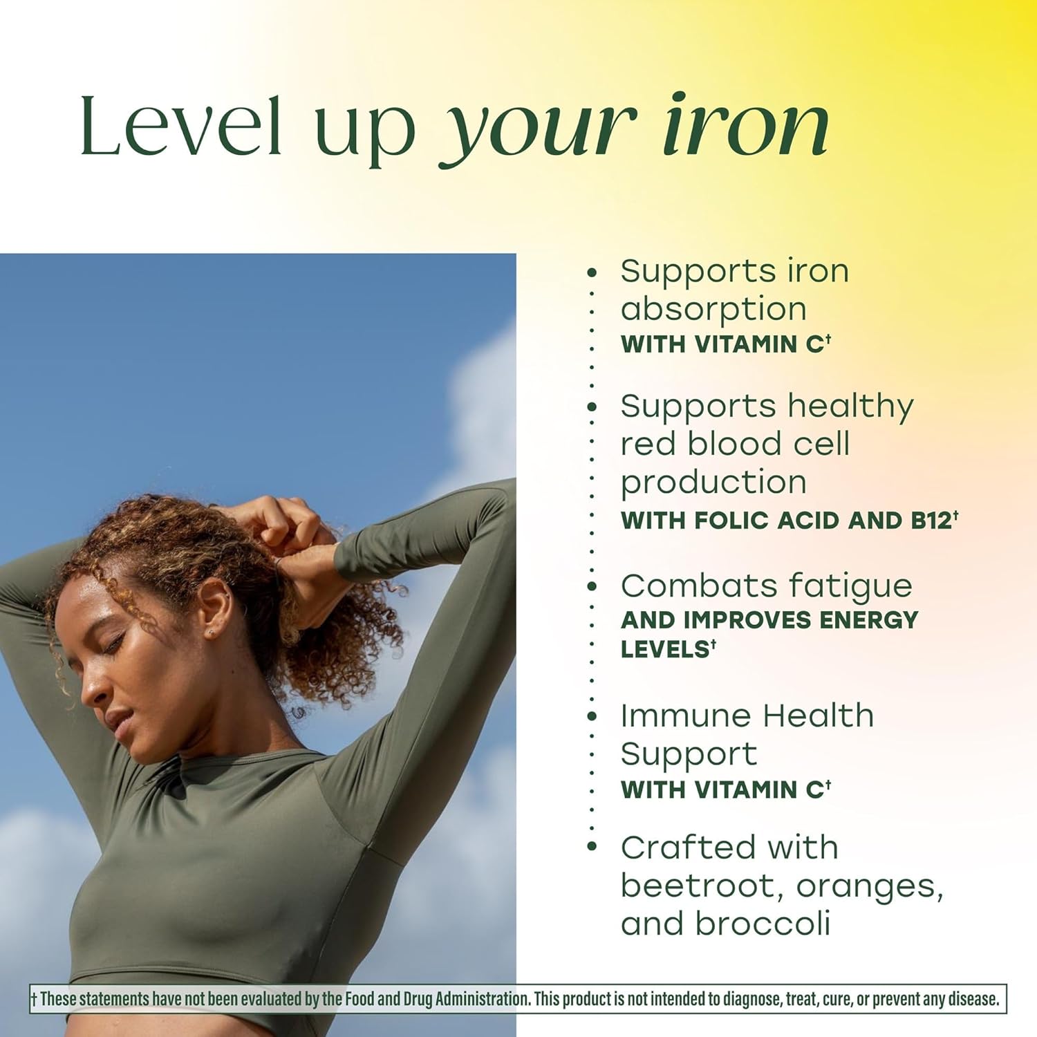 MegaFood Iron Blood Builder Minis supplement facts with 26 mg iron