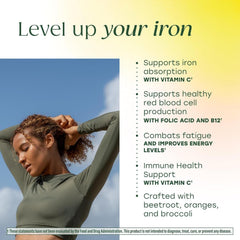 MegaFood Iron Blood Builder Minis supplement facts with 26 mg iron