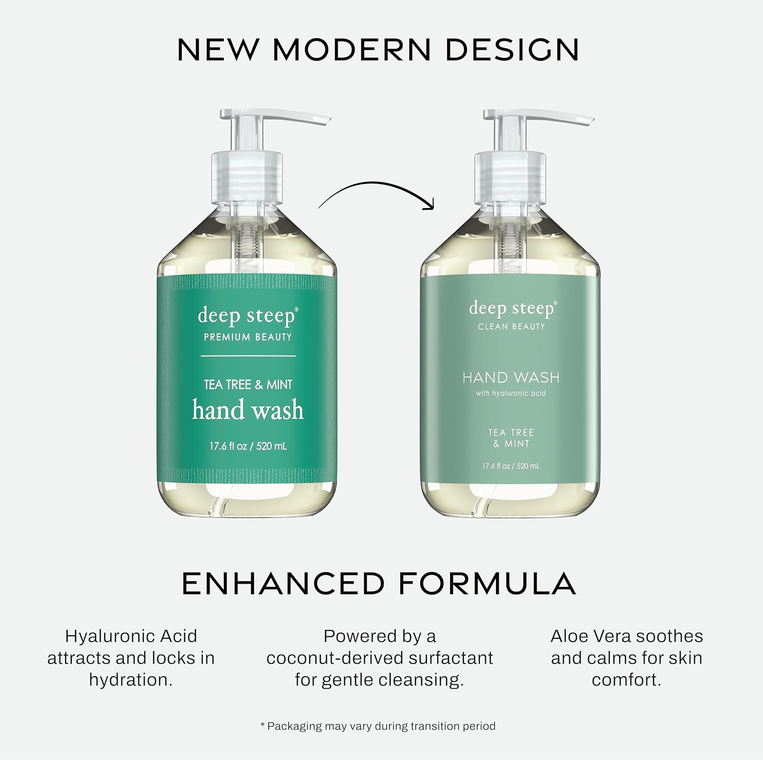 Vegan Deep Steep hand soap with tea tree oil and mint for refreshing daily cleansing