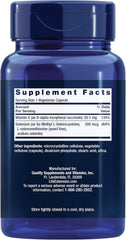 Life Extension Super Selenium Complex front label with gluten free Non-GMO icons