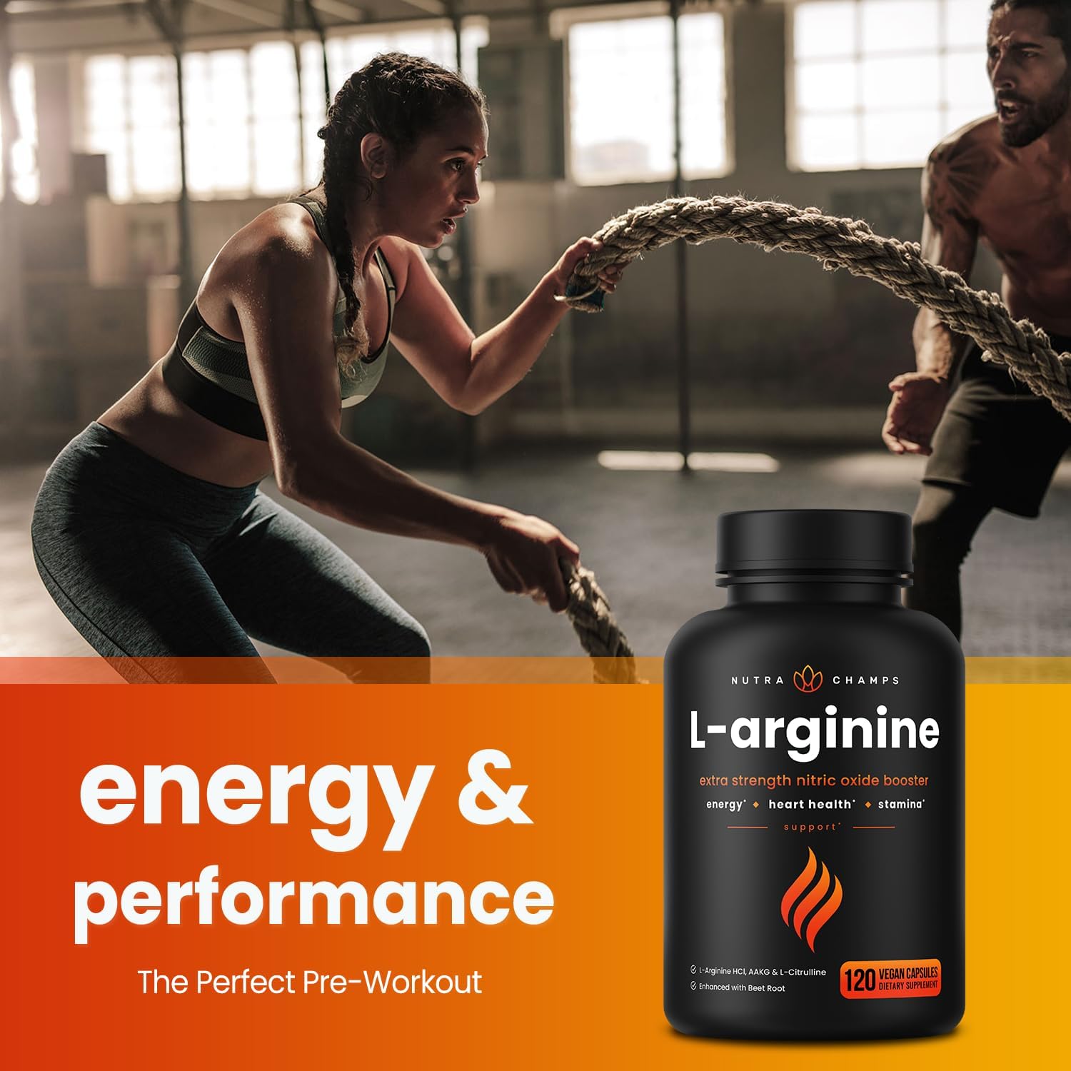 L-Arginine nitric oxide booster with citrulline and beet root extract