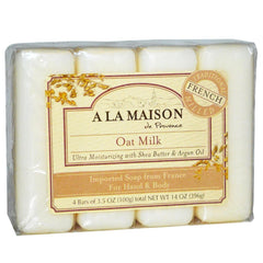 A LA MAISON Oat Milk Bar Soap - Triple French Milled Natural Moisturizing Hand Soap Bar (4 Bars of Soap, 3.5 oz)
