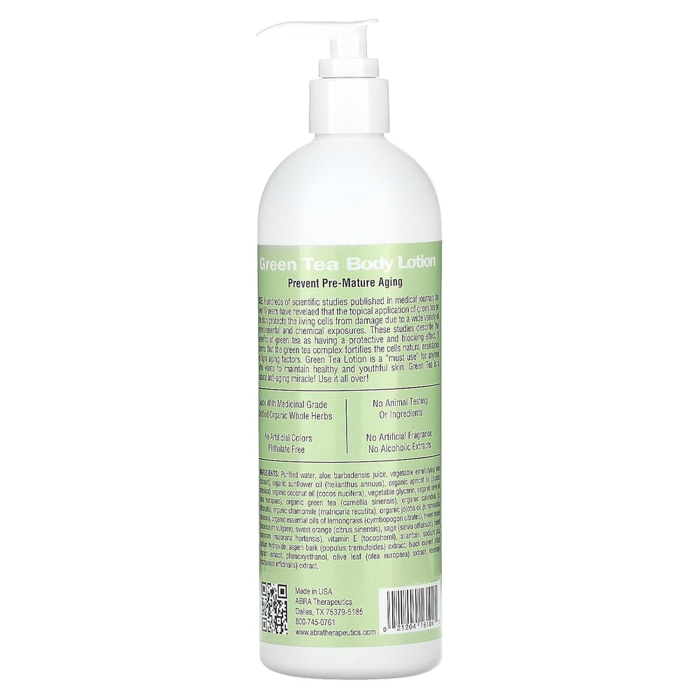 Abra Therapeutics Green Tea Therapeutic Lotion 16 fl oz moisturizing body lotion bottle