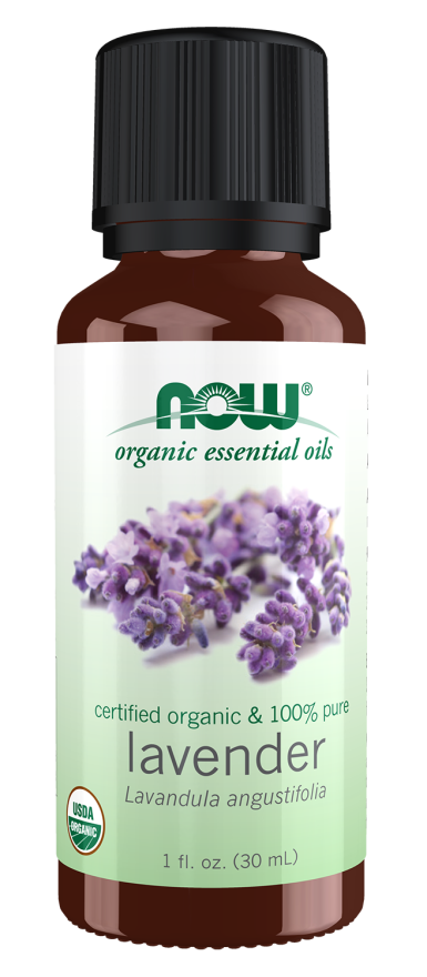 NOW Organic Lavender Essential Oil 1 fl oz bottle front label
