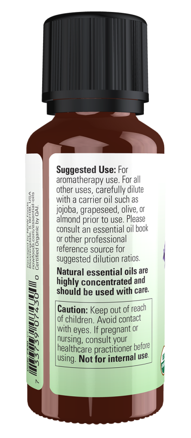Certified organic 100% pure lavender oil with USDA Organic seal