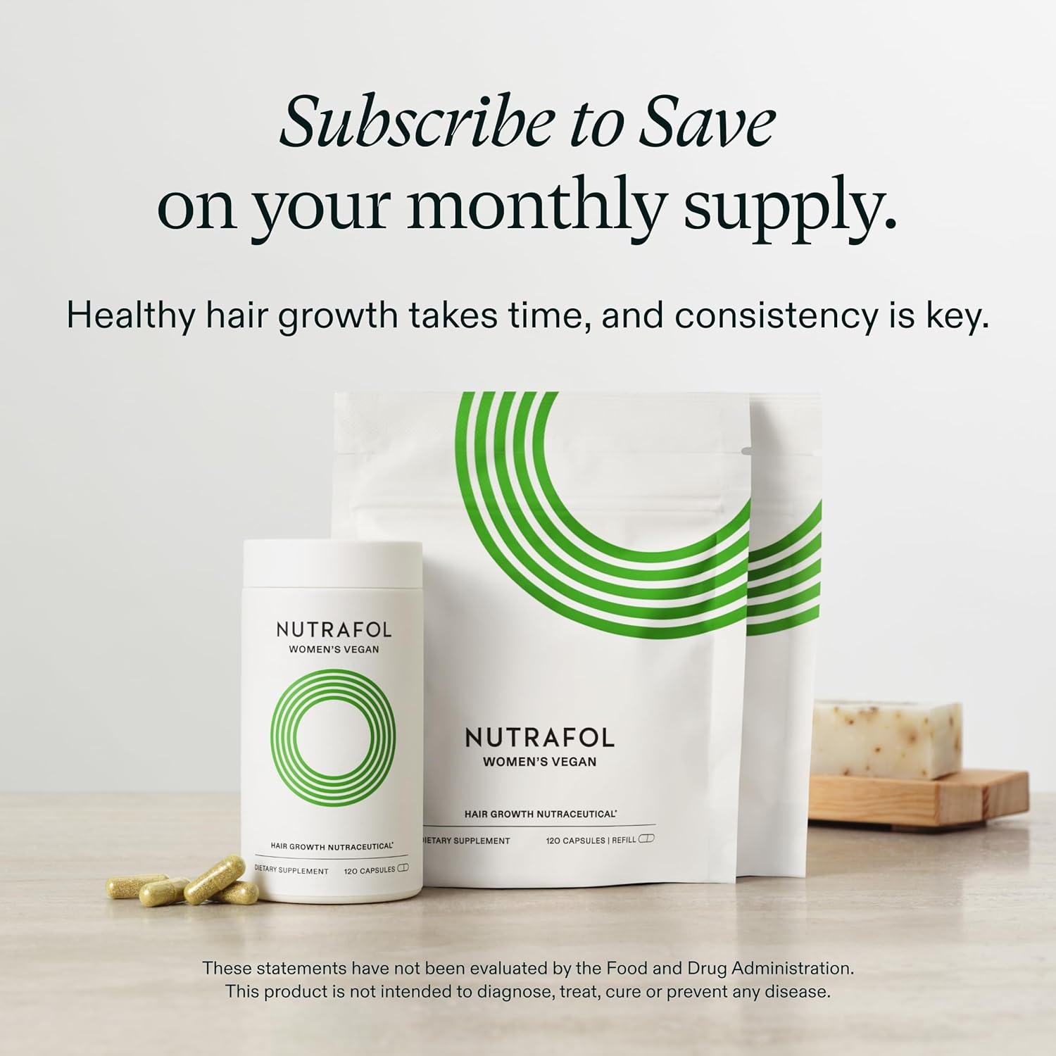 Nutrafol Women’s Vegan capsules for healthy hair growth support
