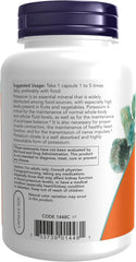 NOW Foods Potassium Citrate 99 mg bottle, 180 vegan capsules for electrolyte balance support