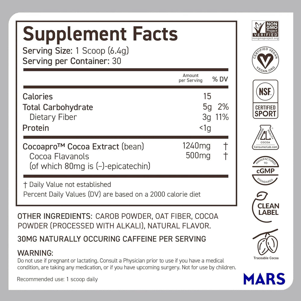 CocoaVia cocoa flavanol superfood powder for circulation and nitric oxide support