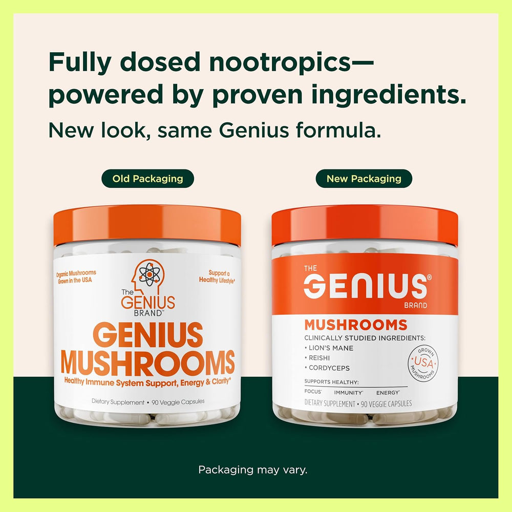 Genius Mushrooms supplement with Lion’s Mane Cordyceps and Reishi mushroom extracts