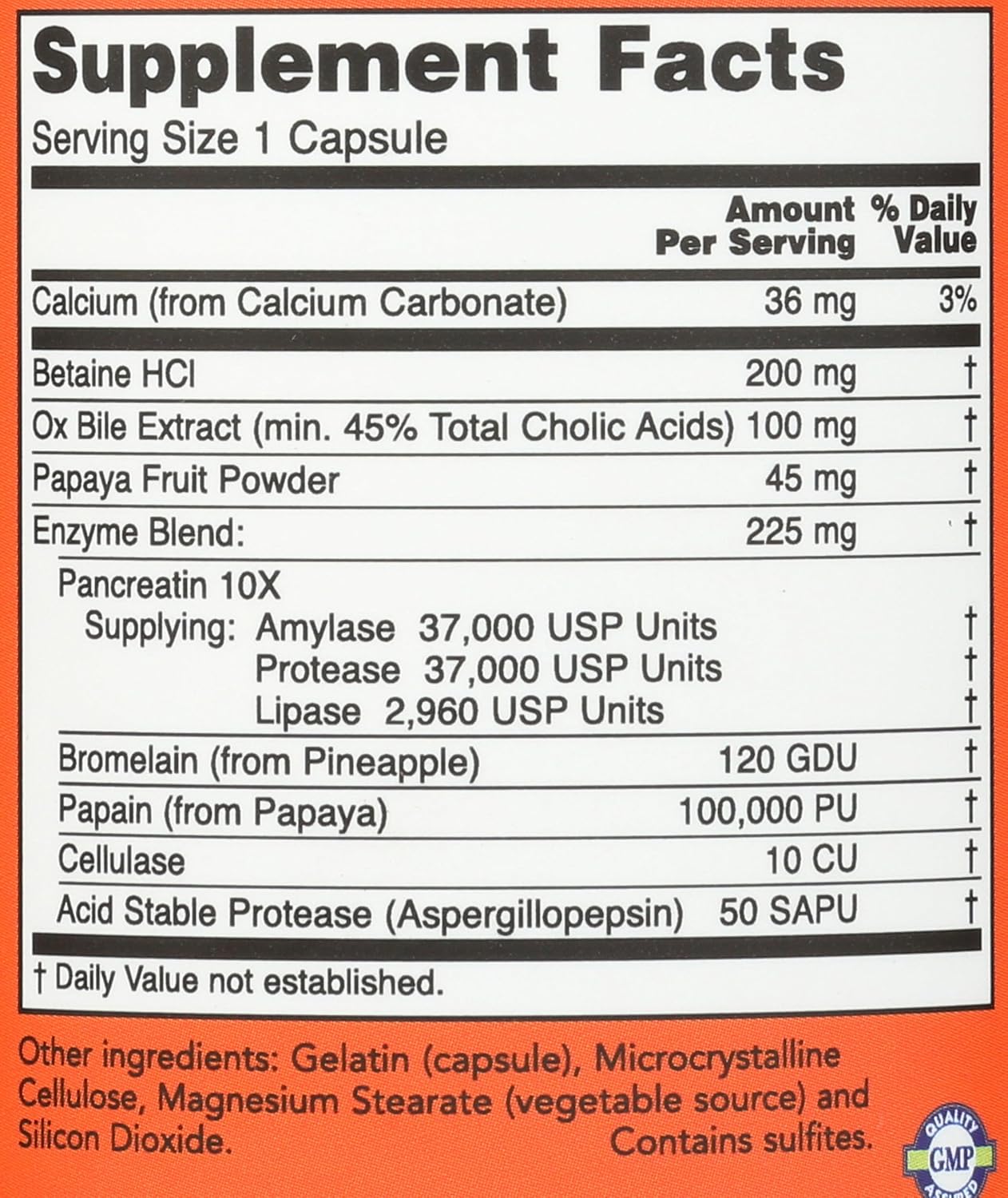 Digestive enzyme capsules with bromelain, ox bile, pancreatin and papain