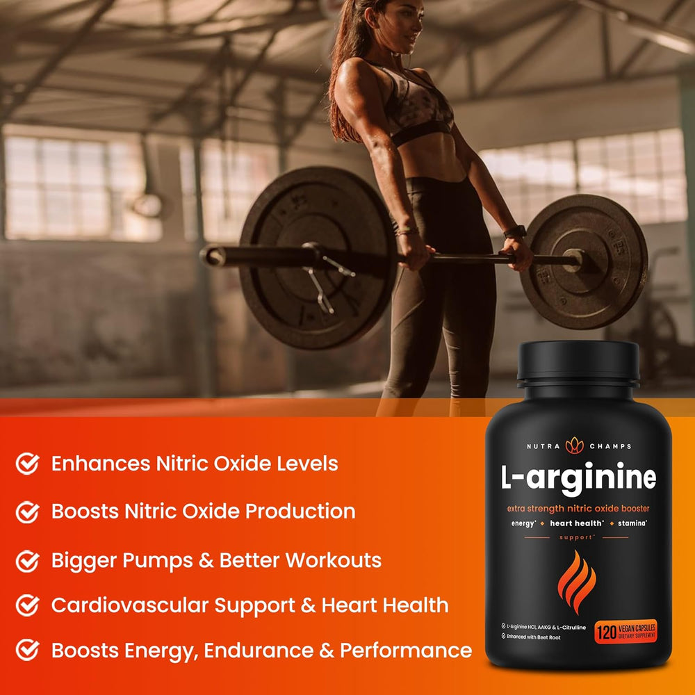 Nutra Champs vegan L-Arginine capsules for workout performance and stamina