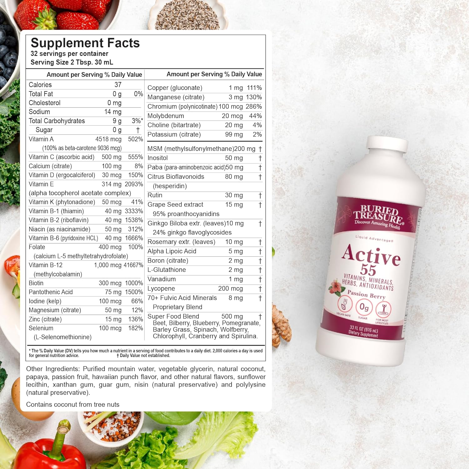 Buried Treasure Active 55 Plus immune support formula with antioxidants and minerals