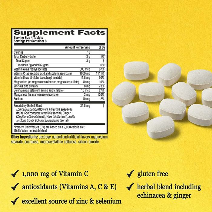 Airborne 1000mg Vitamin C 32 Chewable Tablets Citrus Immune Support