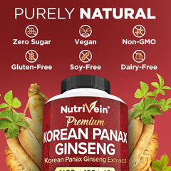 Korean red Panax ginseng capsules for energy focus and mental wellness support