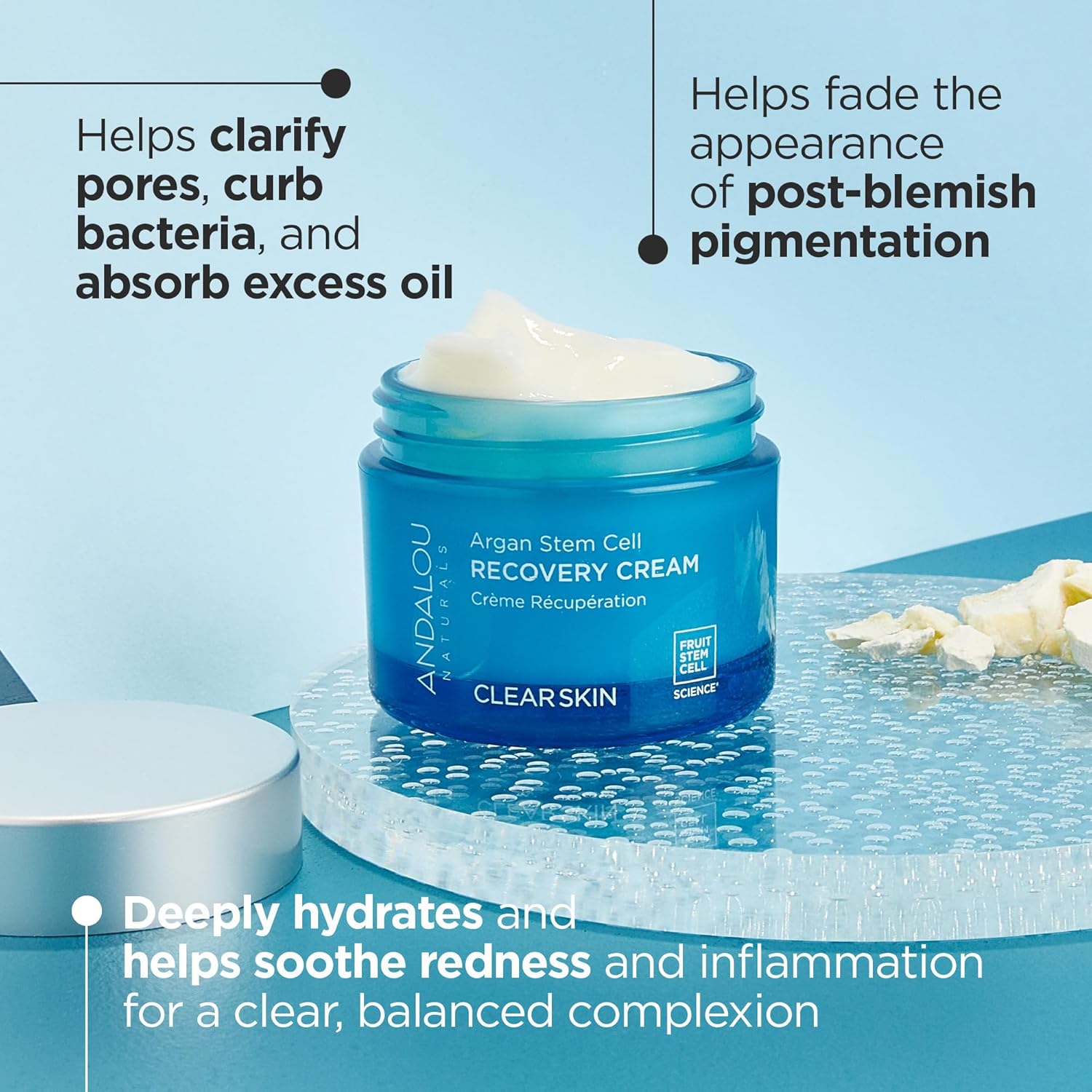 Andalou Clear Skin Recovery Cream helps clarify pores and absorb excess oil