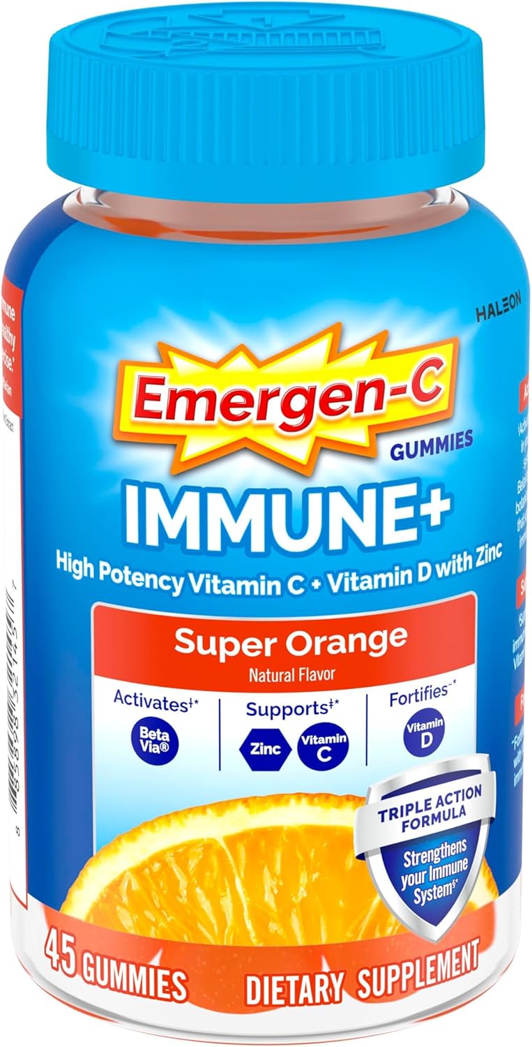 Emergen-C Immune+ gummies with antioxidants and B vitamins for immune health