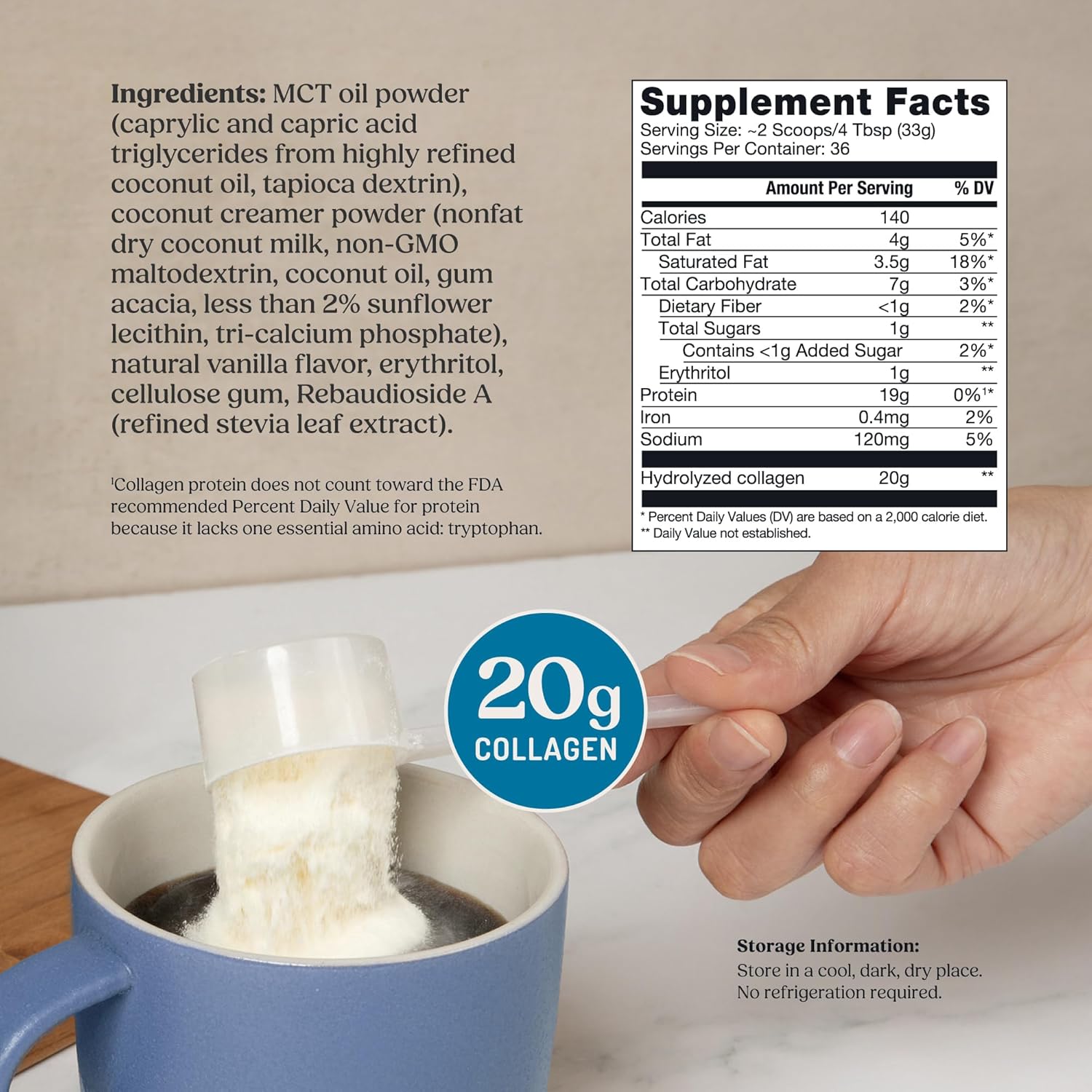 Bulletproof Vanilla Collagen Protein Powder with MCT Oil value size, 42.3 oz