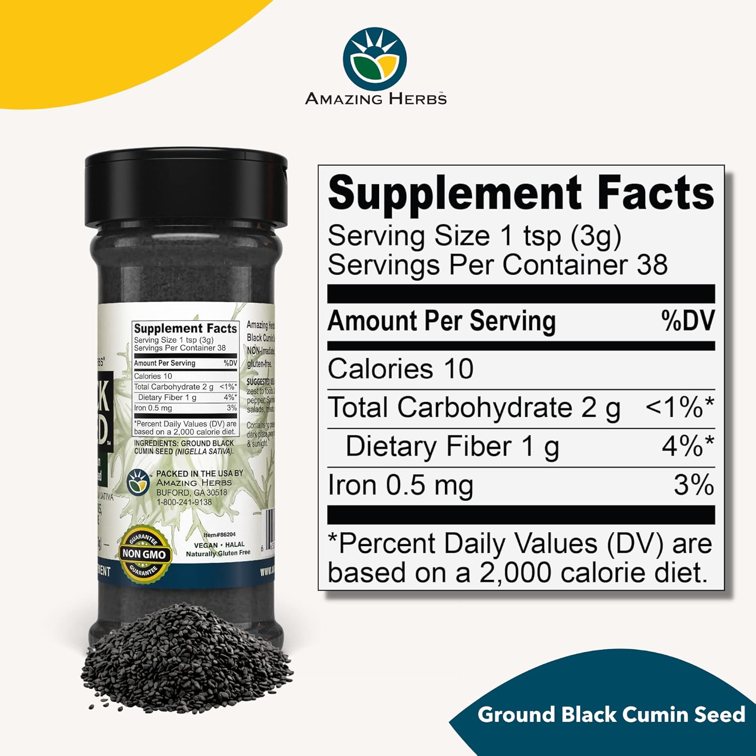 Amazing Herbs Black Seed benefits infographic for immune and digestive support