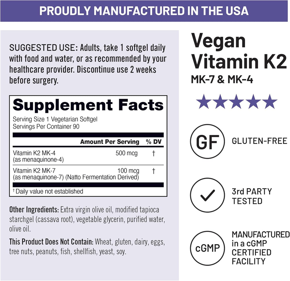 NatureWise Vegan Vitamin K2 with 500 mcg MK-4 and 100 mcg MK-7