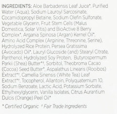 Andalou Argan Oil and Shea Shampoo back label with ingredients and certifications