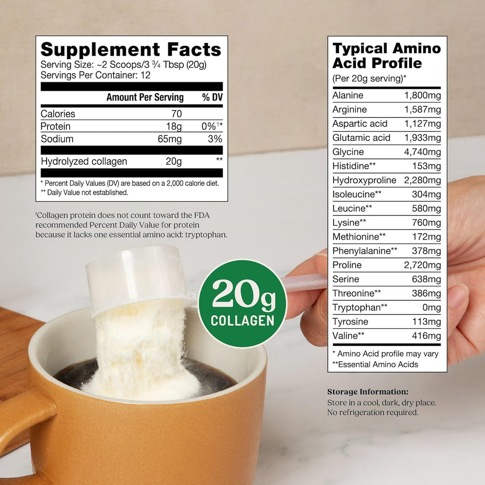 Bulletproof Unflavored Collagen Peptides Powder with 20g grass-fed collagen protein, 8.5 oz