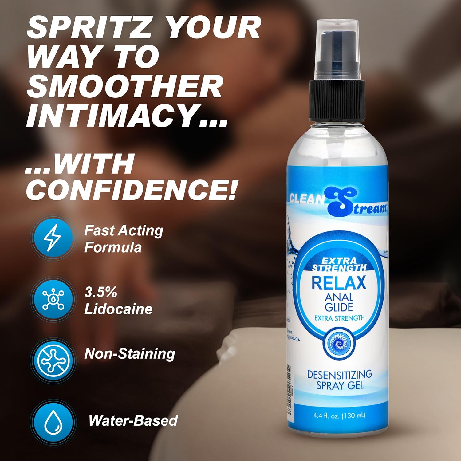 CleanStream Relax desensitizing water-based lubricant 4.4 oz unscented liquid formula