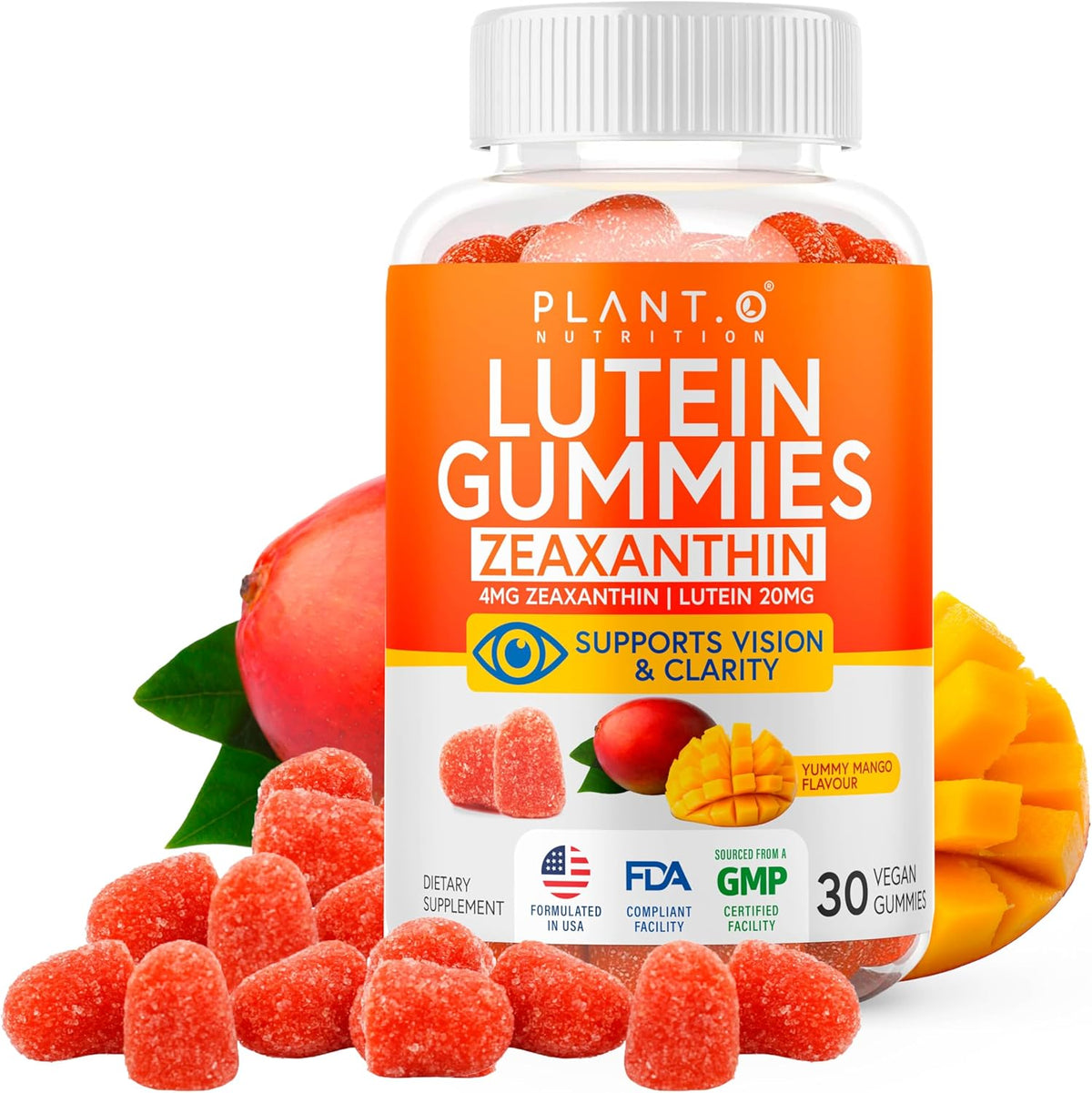 Gluten-free lutein gummies for adults supporting visual clarity and dry eye comfort