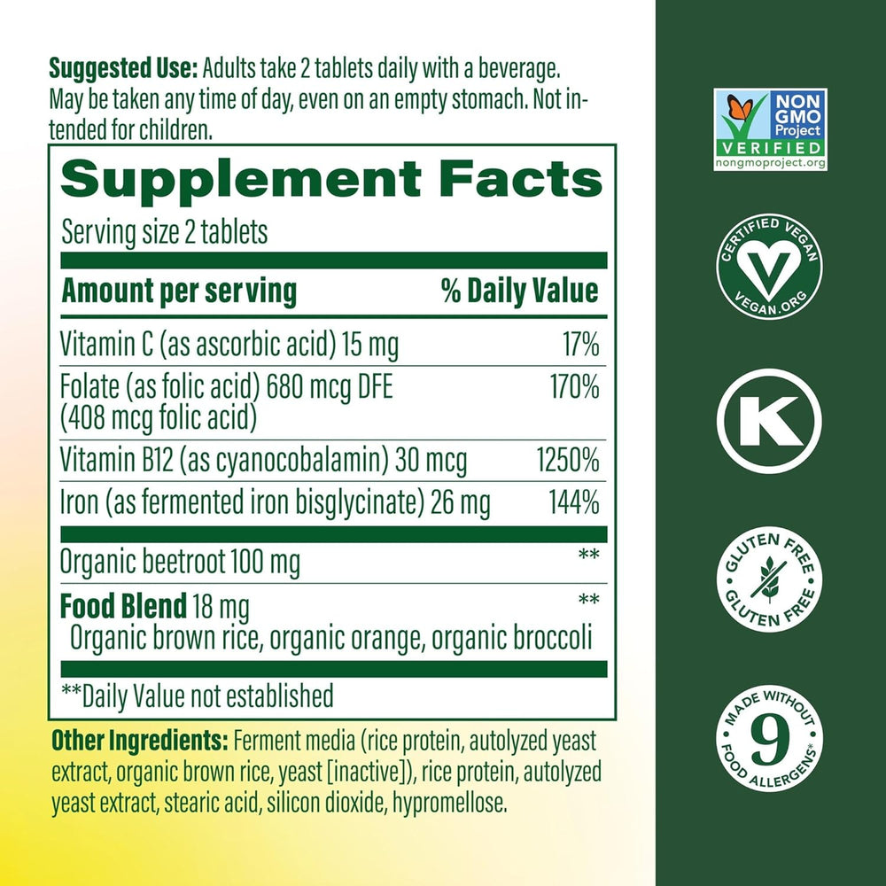 MegaFood Iron Blood Builder Minis benefits for absorption energy and red blood cells