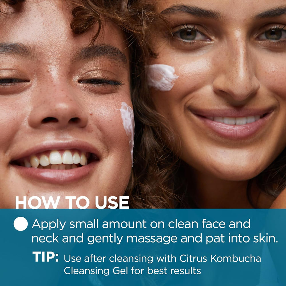 Andalou Argan Stem Cell Recovery Cream applied to clean face and neck