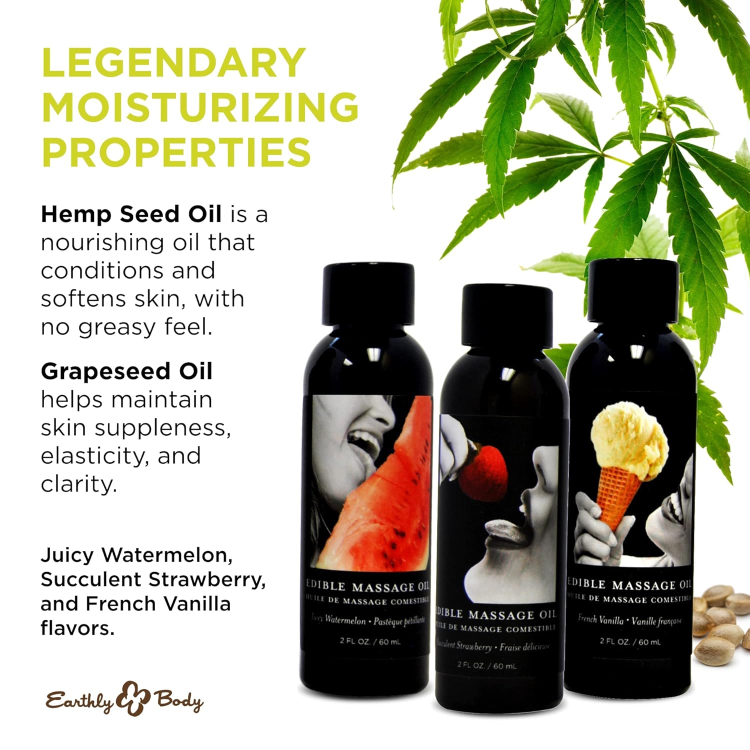 Earthly Body massage oils with grapeseed sweet almond and apricot oils