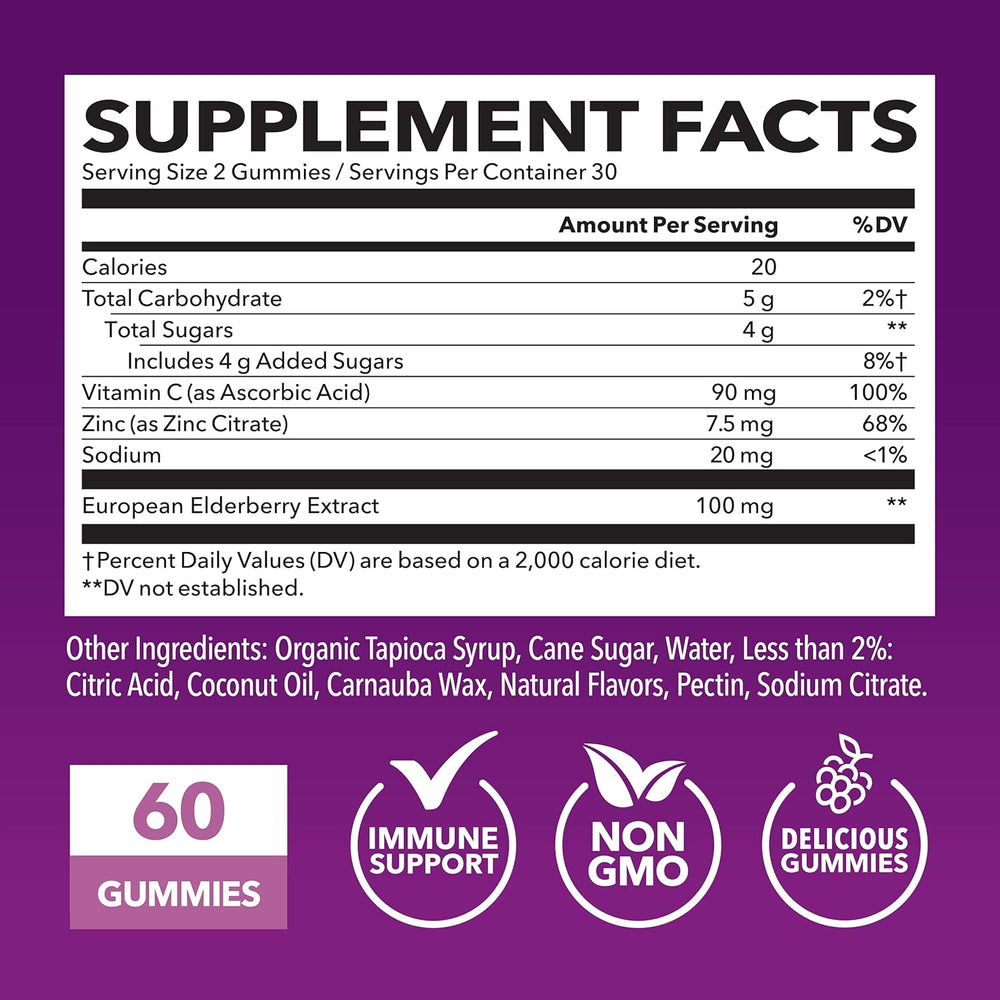 Havasu Nutrition Sambucus Elderberry Gummies supplement bottle front label, 30 day supply