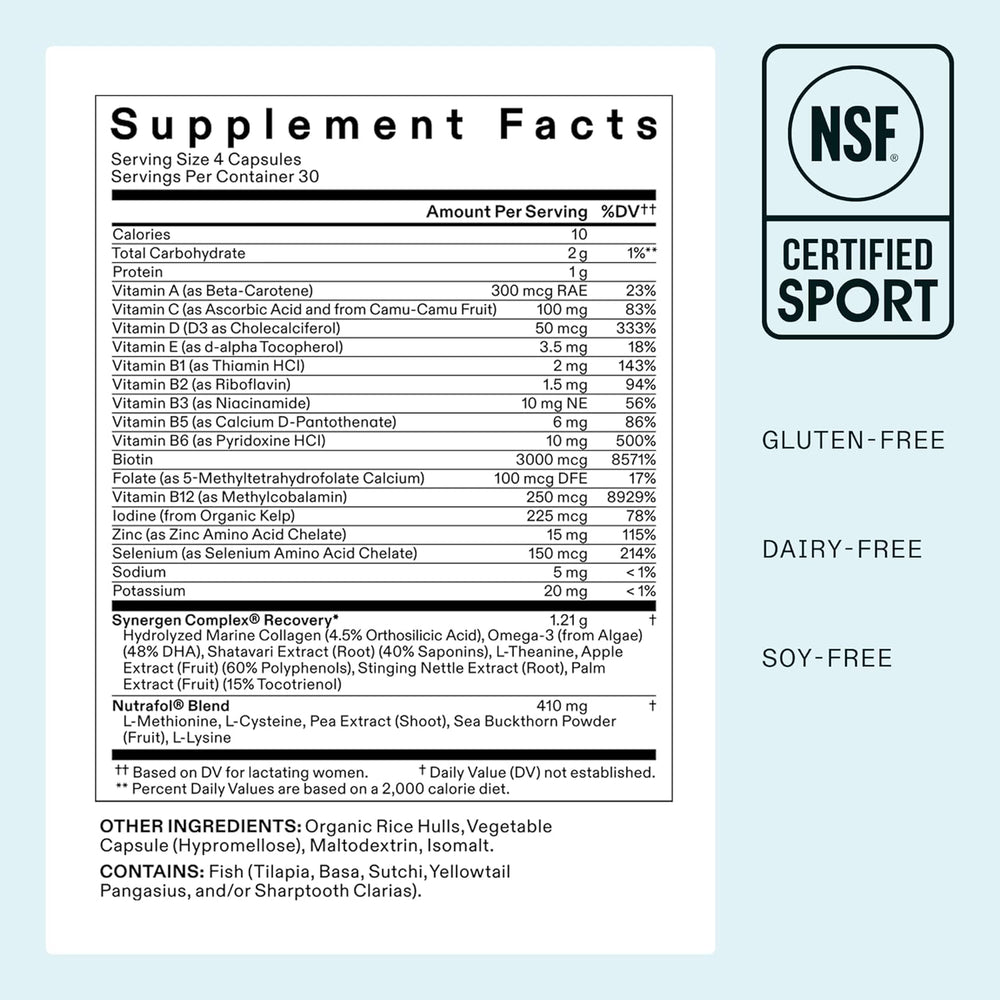 Nutrafol Postpartum NSF Certified Sport hair support supplement bottle