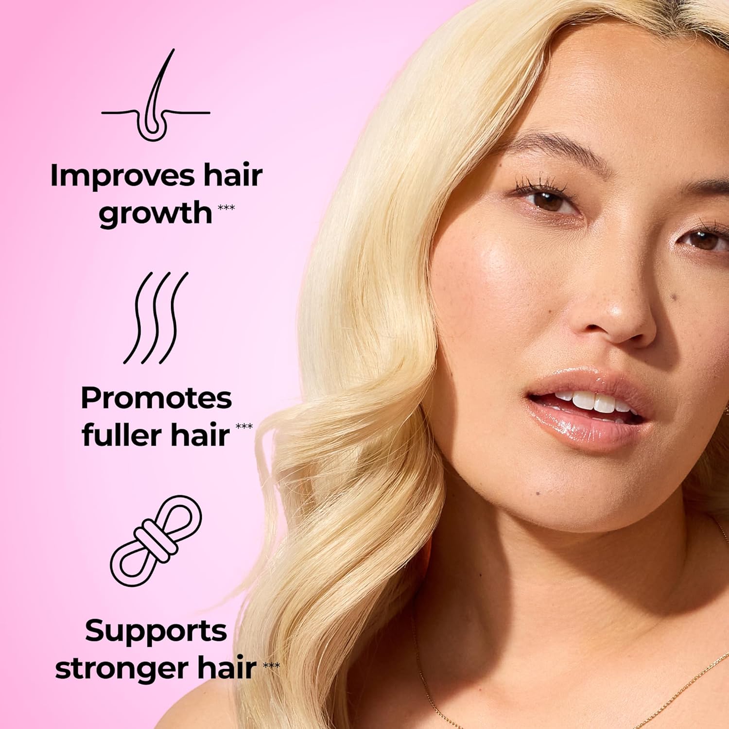 60-count HUM Hair Strong Gummies for daily hair support for men and women.