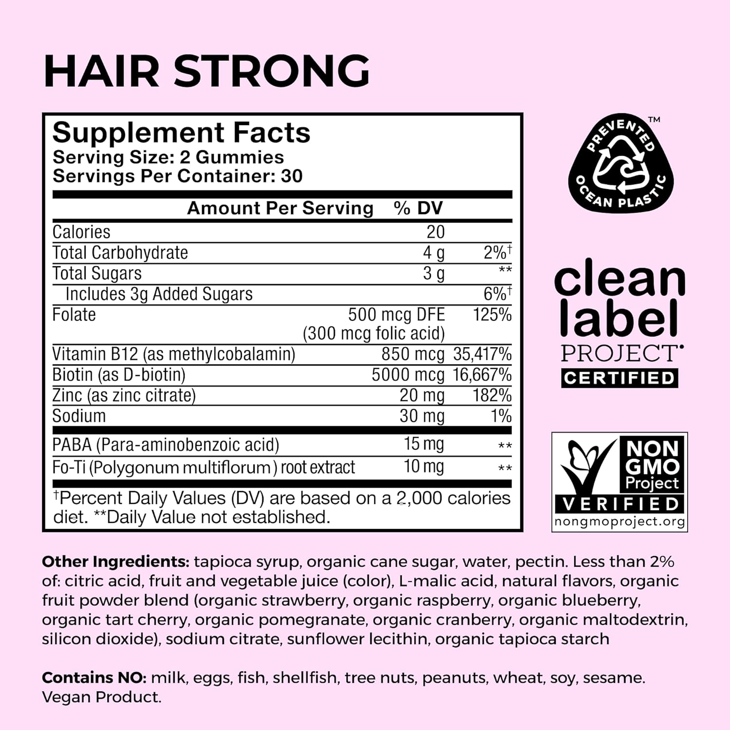 60-count HUM Hair Strong Gummies for daily hair support for men and women.