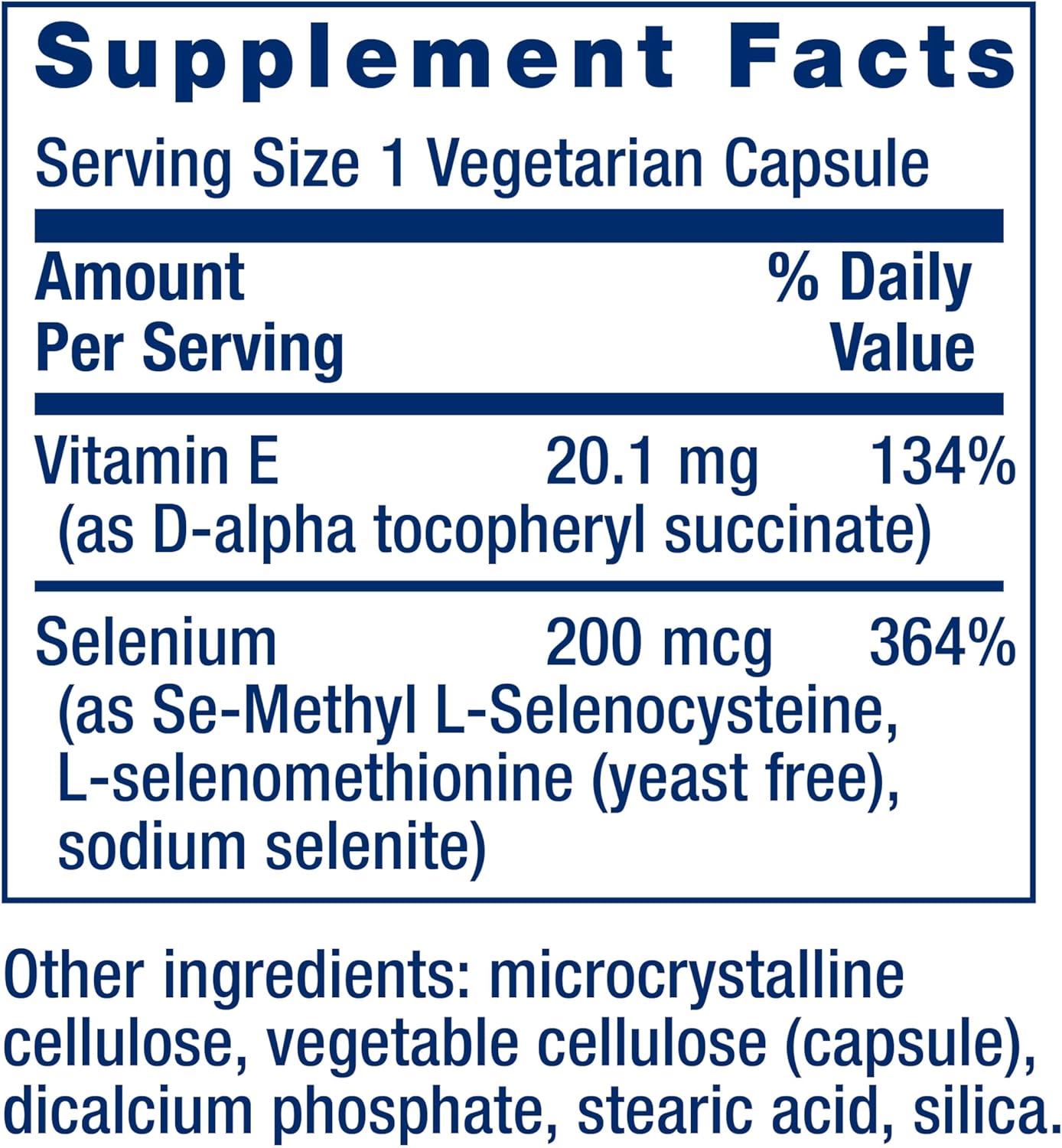Life Extension Super Selenium Complex and Vitamin E 200 vegetarian capsules bottle