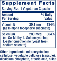 Life Extension Super Selenium Complex and Vitamin E 200 vegetarian capsules bottle
