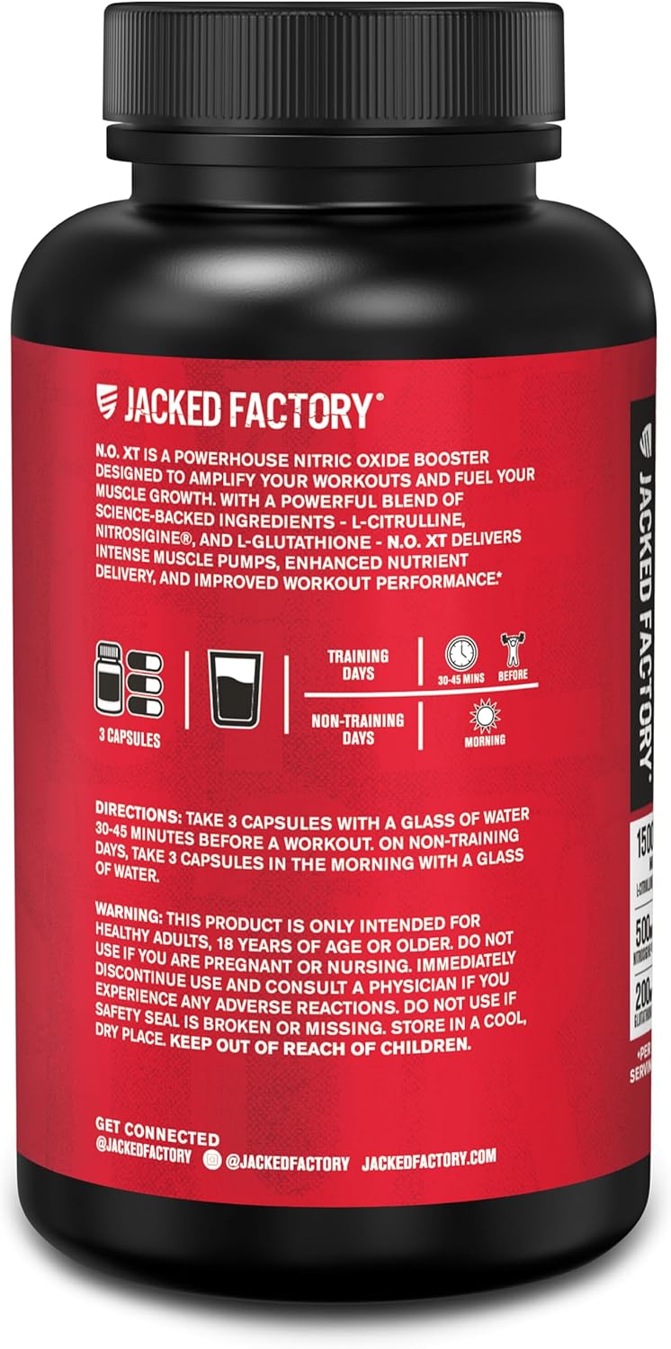 Jacked Factory N.O. XT nitric oxide booster for muscle pumps and performance